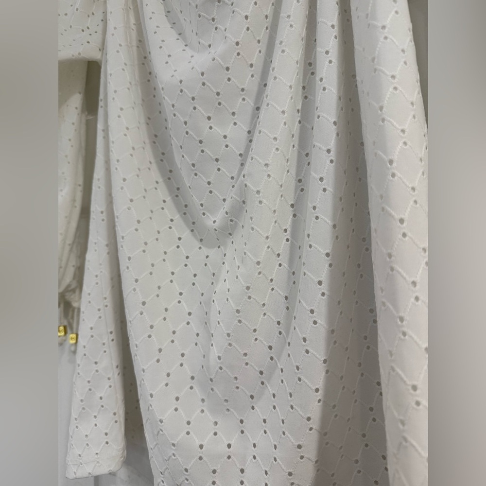 Michael Kors White Eyelet Split Sleeve Top - Picture 7 of 8